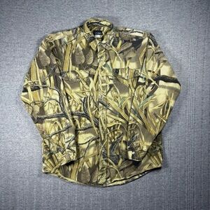 Vintage Camo Long Sleeve Chamois Button Shirt Codet Advantage Wetlands Mens XL